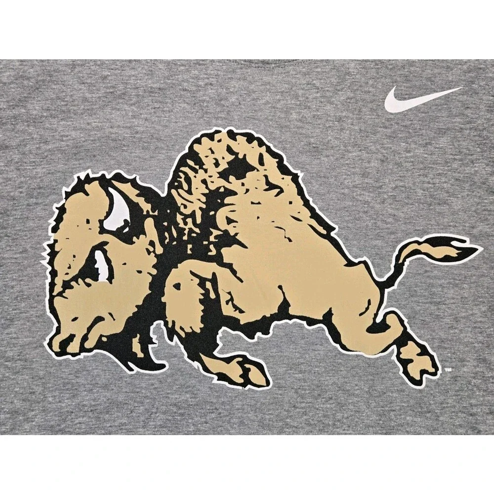 Mens Nike Colorado Buffaloes T Shirt Gray Bison Logo Large NCAA College Tee